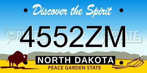 4552ZM North Dakota License Plate