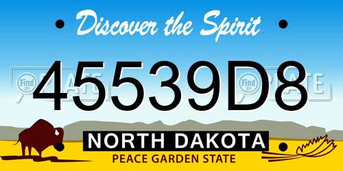 45539D8 North Dakota License Plate