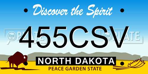 455CSV North Dakota License Plate