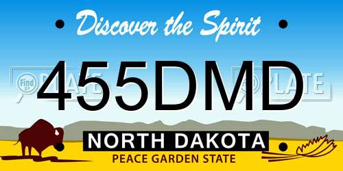 455DMD North Dakota License Plate