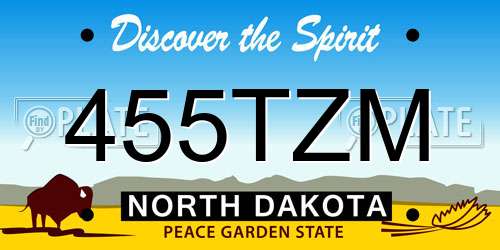 455TZM North Dakota License Plate