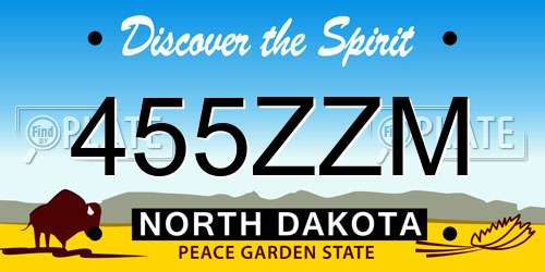 455ZZM North Dakota License Plate