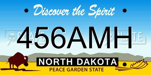 456AMH North Dakota License Plate
