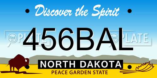 456BAL North Dakota License Plate