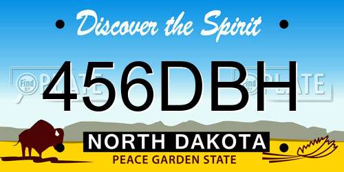 456DBH North Dakota License Plate