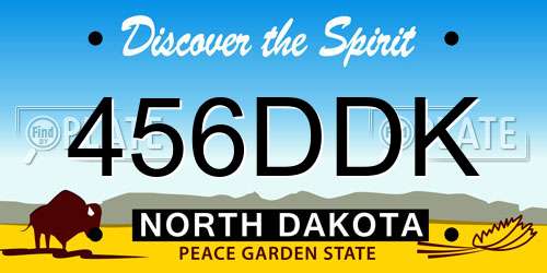 456DDK North Dakota License Plate