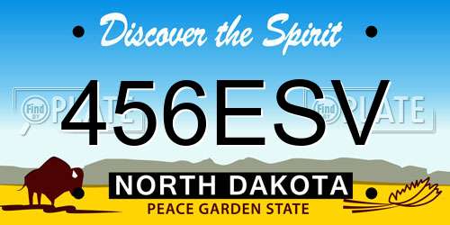 456ESV North Dakota License Plate