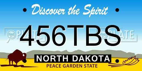 456TBS North Dakota License Plate