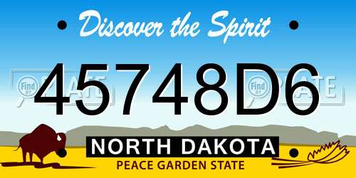 45748D6 North Dakota License Plate