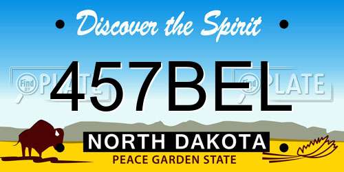457BEL North Dakota License Plate