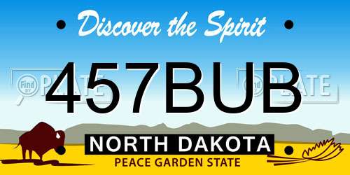 457BUB North Dakota License Plate