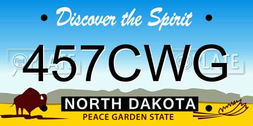457CWG North Dakota License Plate