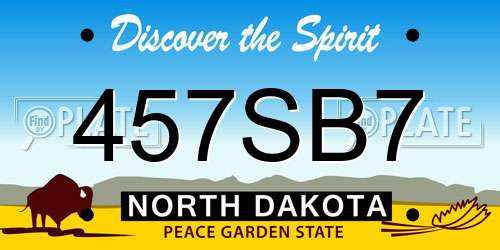457SB7 North Dakota License Plate