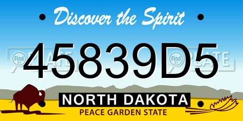 45839D5 North Dakota License Plate