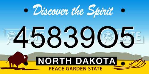 45839O5 North Dakota License Plate