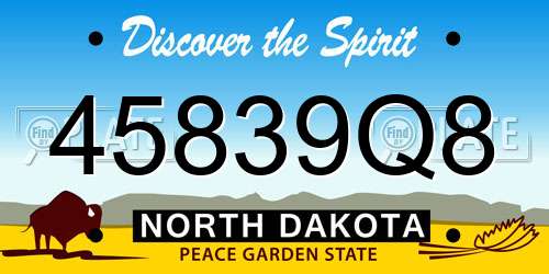 45839Q8 North Dakota License Plate