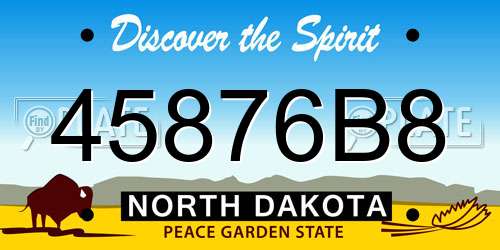 45876B8 North Dakota License Plate