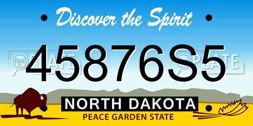 45876S5 North Dakota License Plate