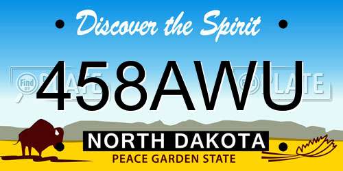 458AWU North Dakota License Plate