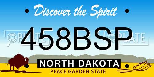 458BSP North Dakota License Plate