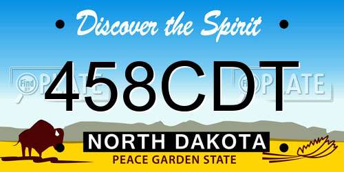 458CDT North Dakota License Plate