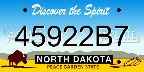 45922B7 North Dakota License Plate