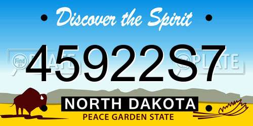 45922S7 North Dakota License Plate