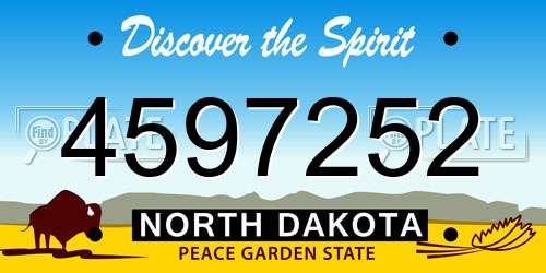 4597252 North Dakota License Plate