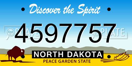 4597757 North Dakota License Plate