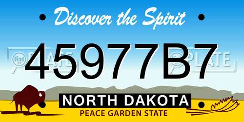 45977B7 North Dakota License Plate
