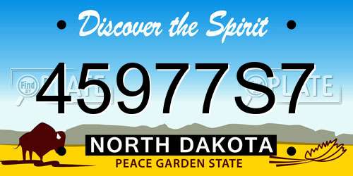 45977S7 North Dakota License Plate