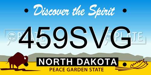 459SVG North Dakota License Plate