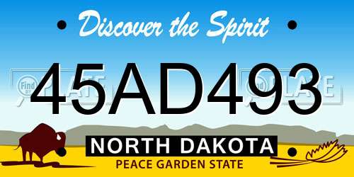 45AD493 North Dakota License Plate