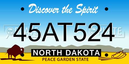 45AT524 North Dakota License Plate