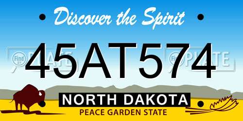 45AT574 North Dakota License Plate