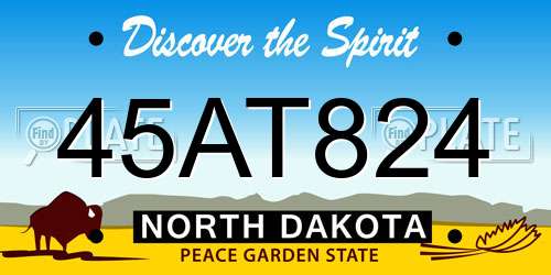 45AT824 North Dakota License Plate
