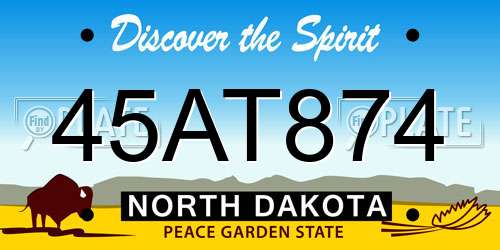 45AT874 North Dakota License Plate