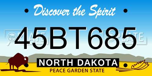 45BT685 North Dakota License Plate