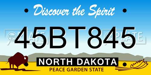 45BT845 North Dakota License Plate