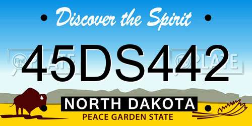 45DS442 North Dakota License Plate