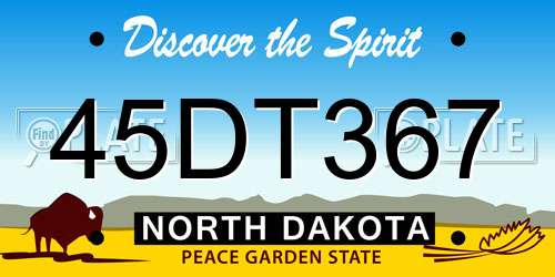 45DT367 North Dakota License Plate
