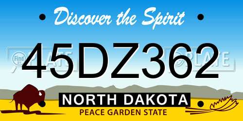 45DZ362 North Dakota License Plate