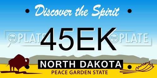 45EK North Dakota License Plate