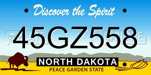 45GZ558 North Dakota License Plate