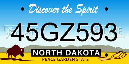 45GZ593 North Dakota License Plate