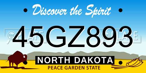 45GZ893 North Dakota License Plate