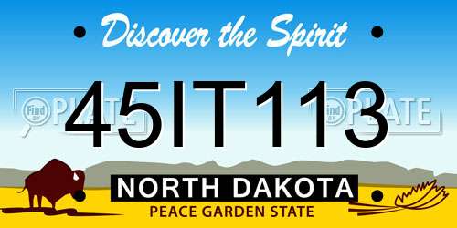 45IT113 North Dakota License Plate