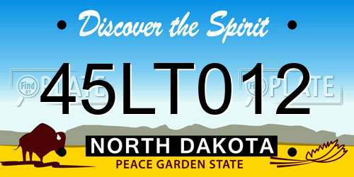 45LT012 North Dakota License Plate