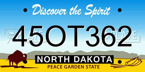 45OT362 North Dakota License Plate