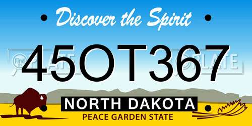 45OT367 North Dakota License Plate